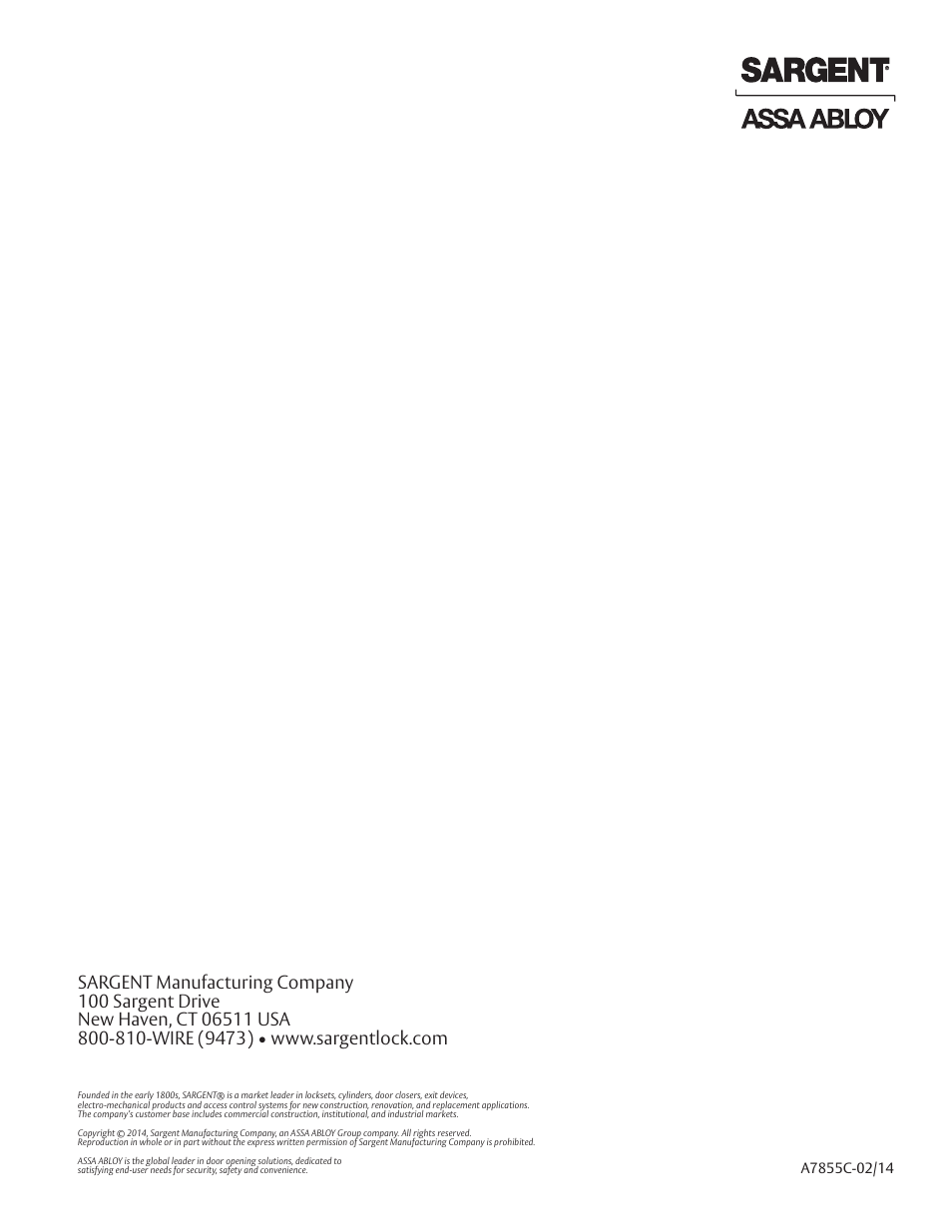 SARGENT Profile Series v.G1.5 Mortise Locks User Manual | Page 22 / 22
