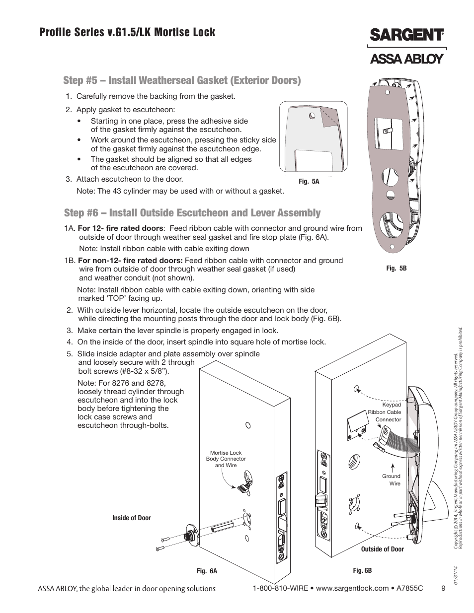 SARGENT Profile Series v.G1.5 Mortise Locks User Manual | Page 9 / 22