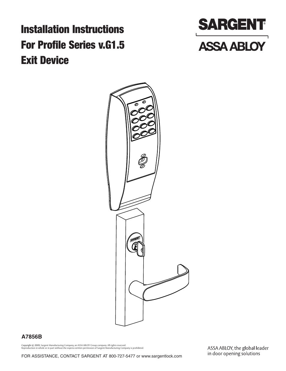 SARGENT Profile Series v.G1.5 Exit Devices User Manual | 26 pages
