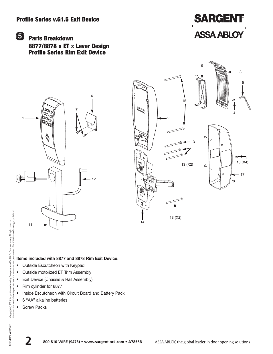 Profile series v.g1.5 exit device | SARGENT Profile Series v.G1.5 Exit Devices User Manual | Page 4 / 26