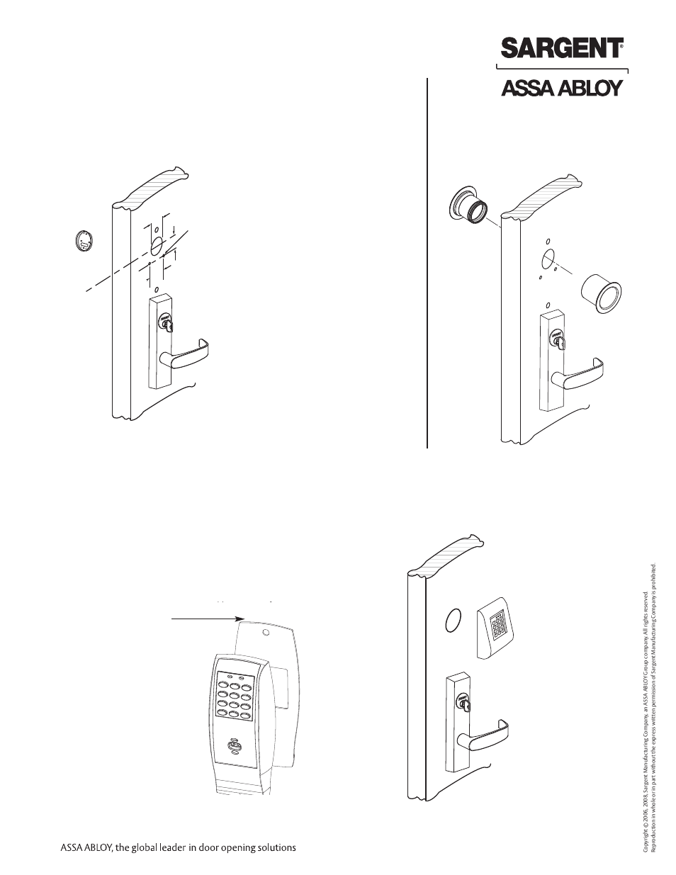 Profile series v.g1 exit device, Step #4 – installation of outside escutcheon | SARGENT Profile Series v.G1.5 Exit Devices User Manual | Page 9 / 16