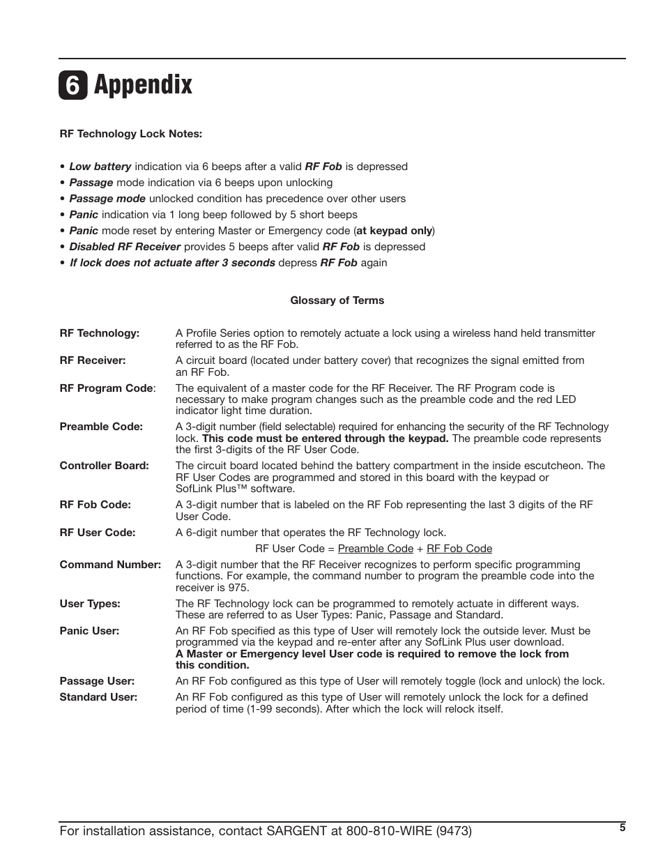 Appendix 6 | SARGENT Profile Series Cylindrical Locks User Manual | Page 7 / 8