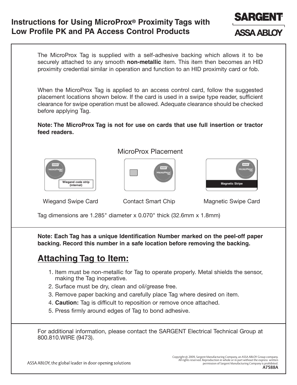 SARGENT Profile Series Cylindrical Locks User Manual | 2 pages