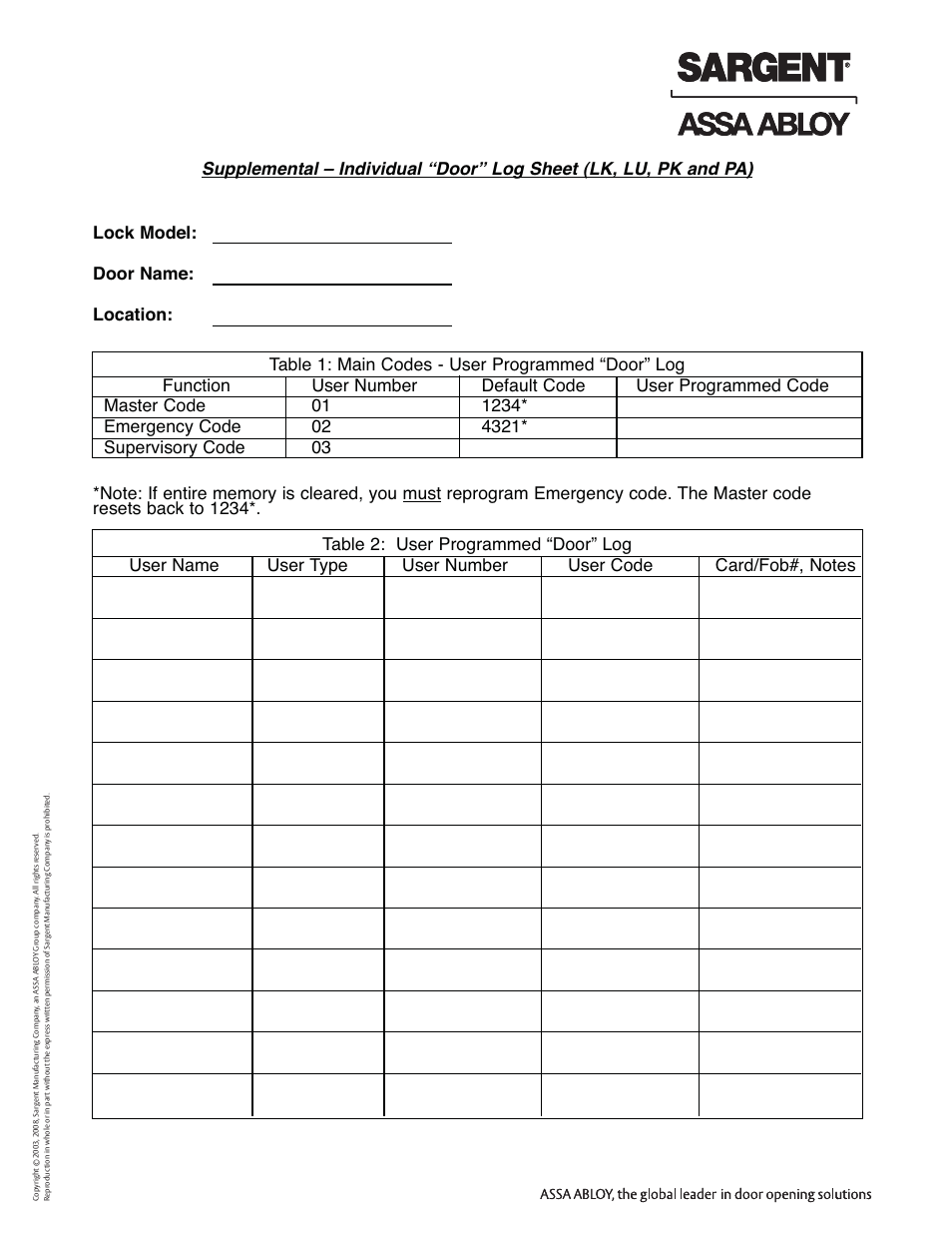 Profile series exit device | SARGENT Profile Series Exit Devices User Manual | Page 26 / 28