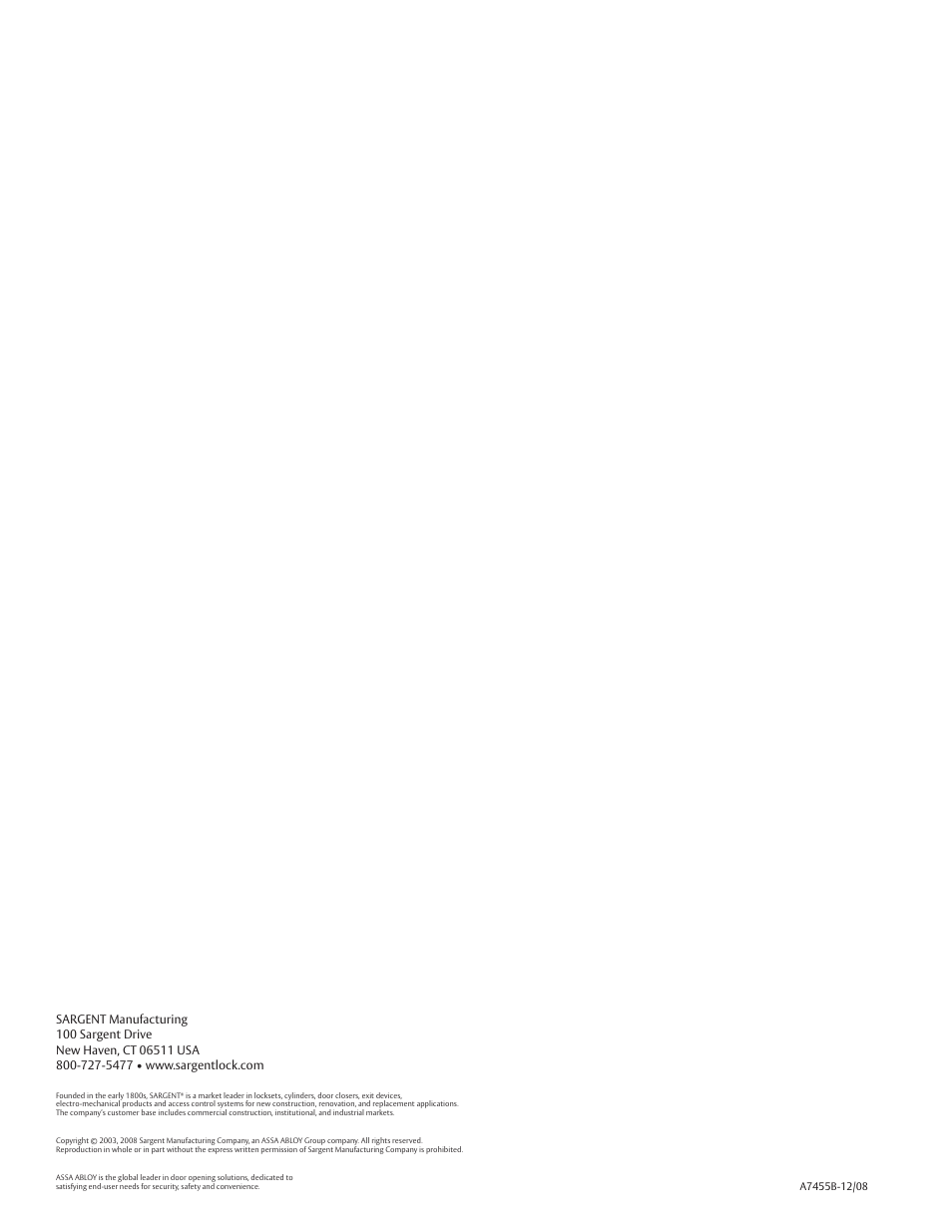 SARGENT Profile Series Exit Devices User Manual | Page 28 / 28