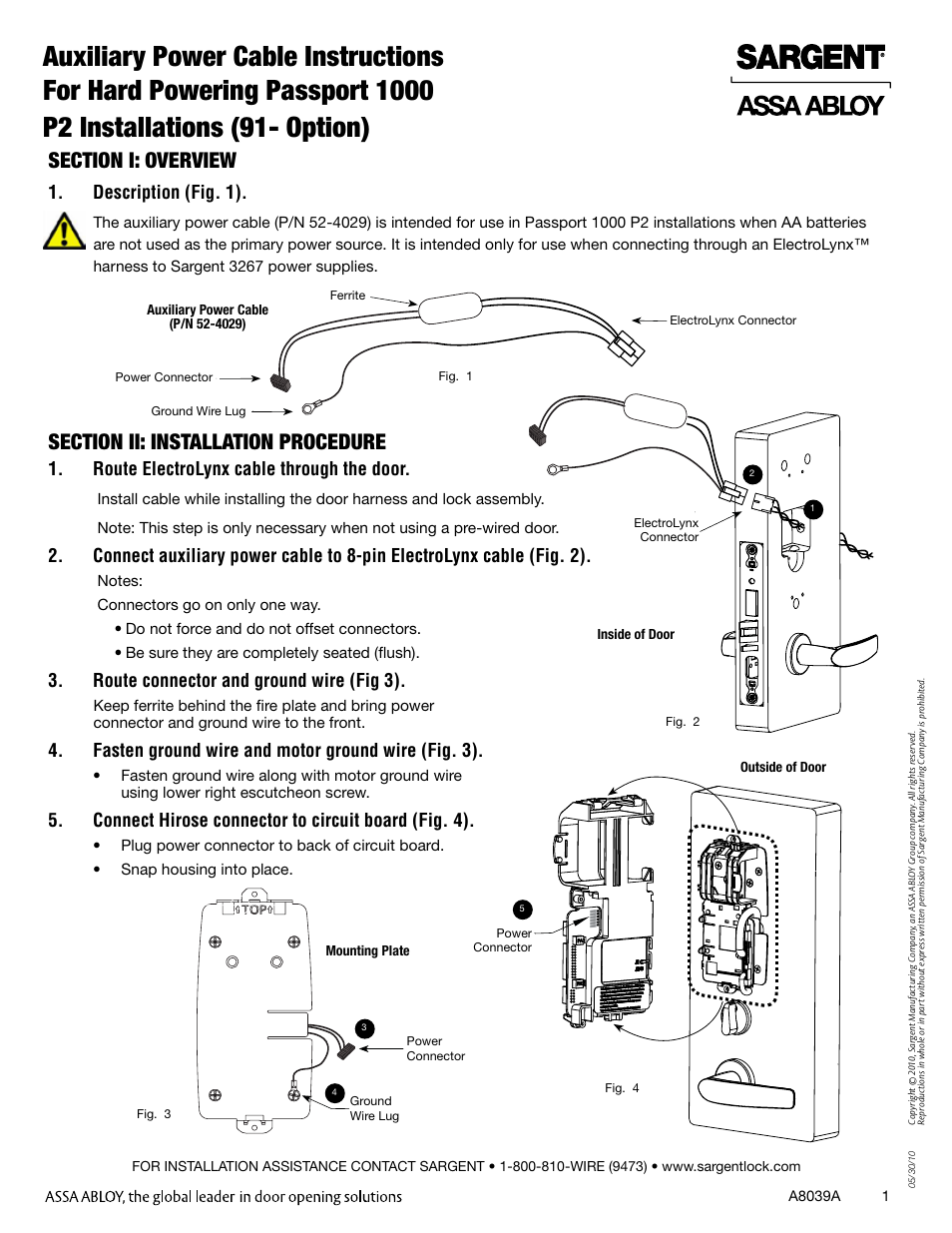 SARGENT Passport 1000 P2 Cylindrical Lock User Manual | 1 page