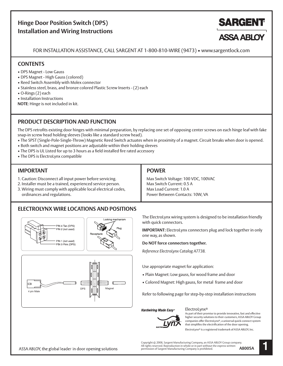 SARGENT Profile Series v.S2 Cylindrical Locks User Manual | 2 pages