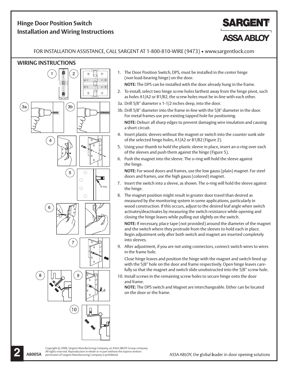 SARGENT Profile Series v.S2 Cylindrical Locks User Manual | Page 2 / 2