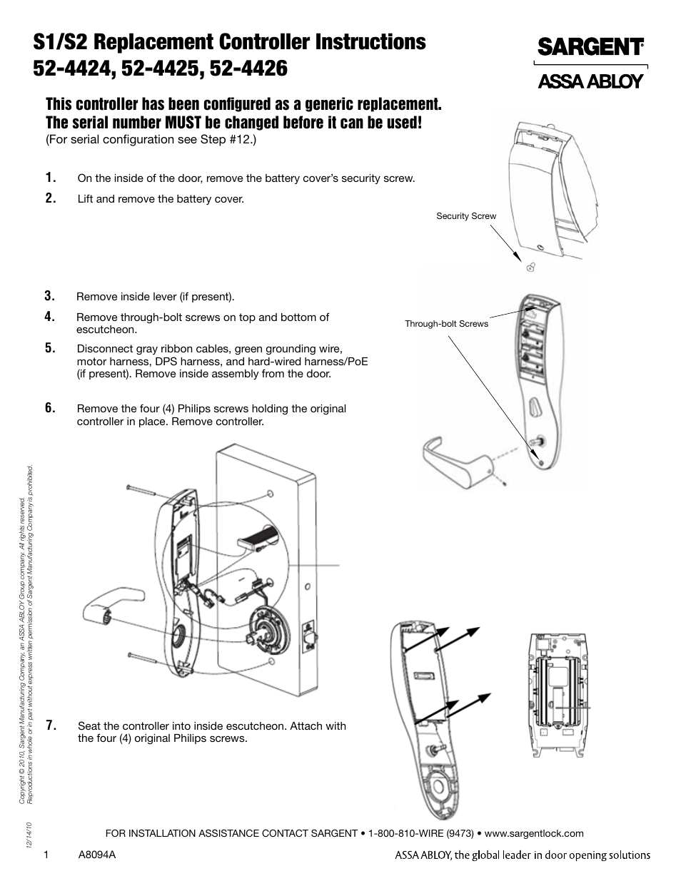 SARGENT Profile Series v.S1 PoE Cylindrical Lock User Manual | 2 pages