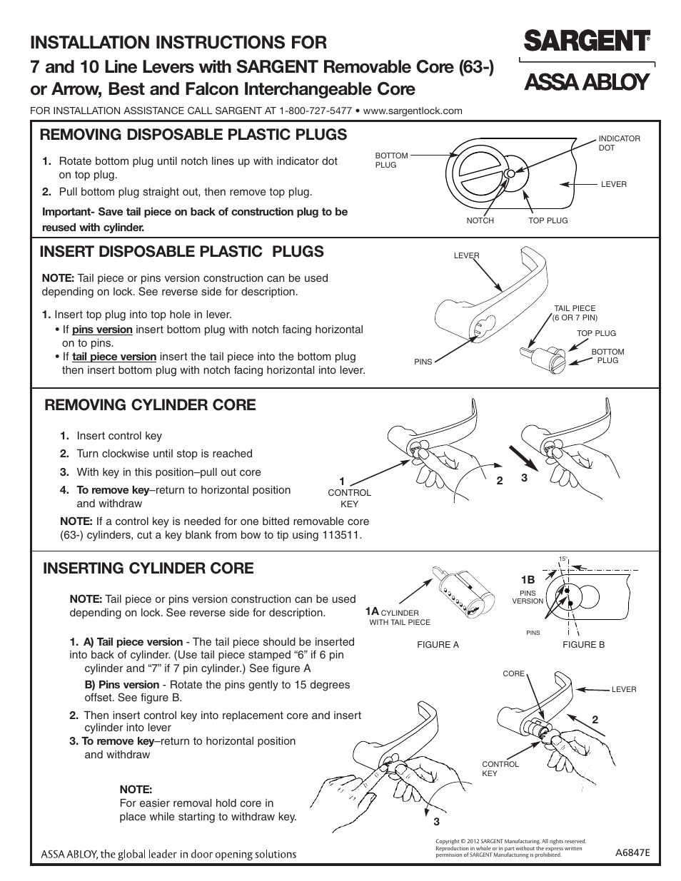 SARGENT 7 Line User Manual | 2 pages