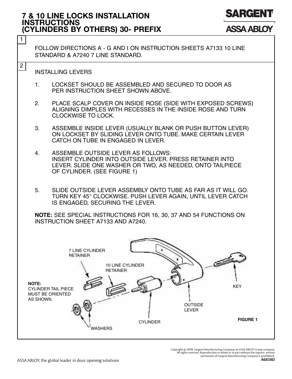 SARGENT 7 Line User Manual | 1 page