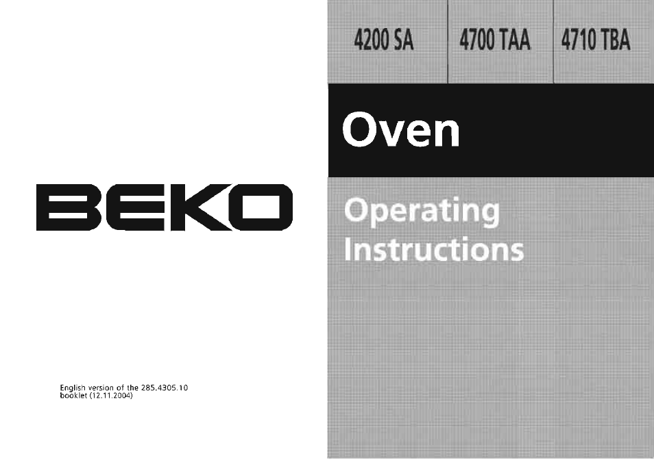 Beko 4710 TBA User Manual | 27 pages