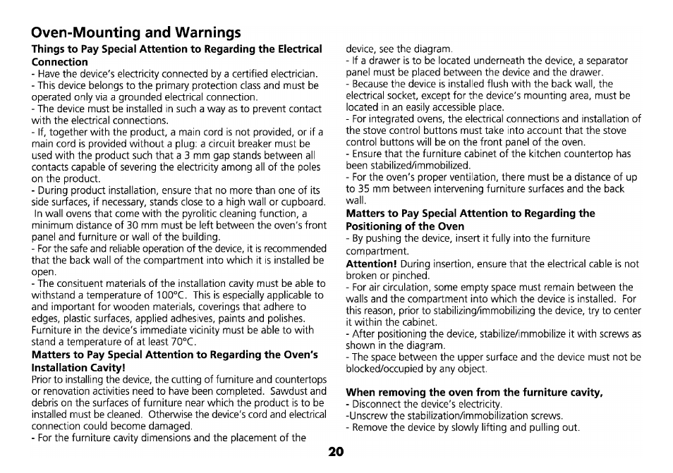 Oven-mounting and warnings | Beko 4710 TBA User Manual | Page 23 / 27