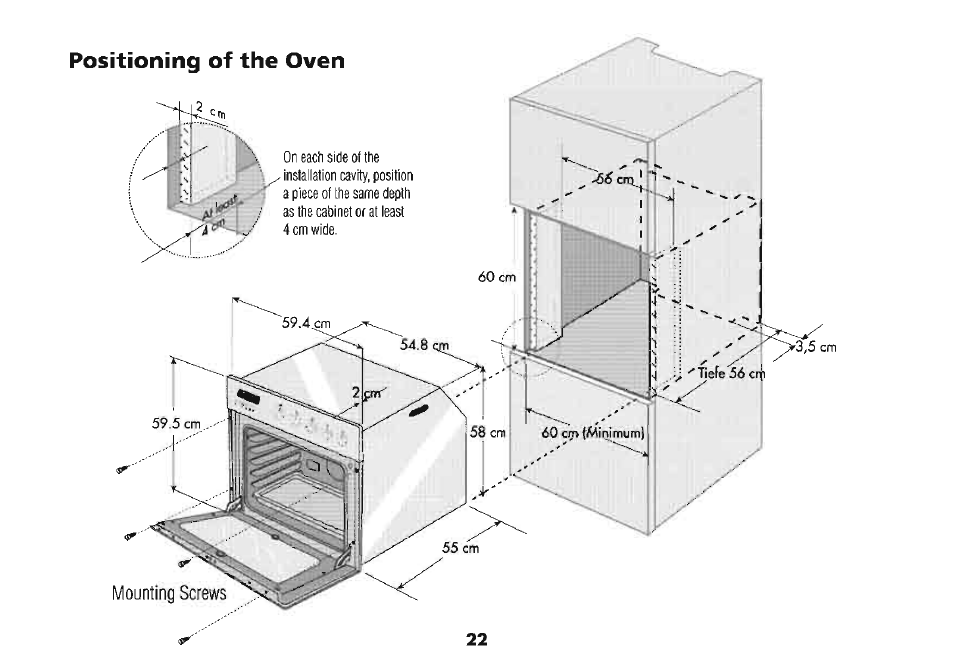 Positioning of the oven | Beko 4710 TBA User Manual | Page 25 / 27