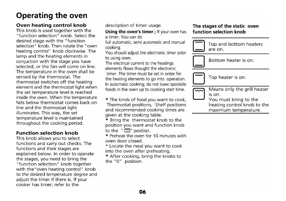 Operating the oven | Beko 4710 TBA User Manual | Page 9 / 27