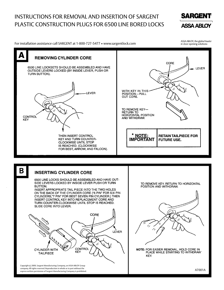 SARGENT 6500 Line User Manual | Page 2 / 2