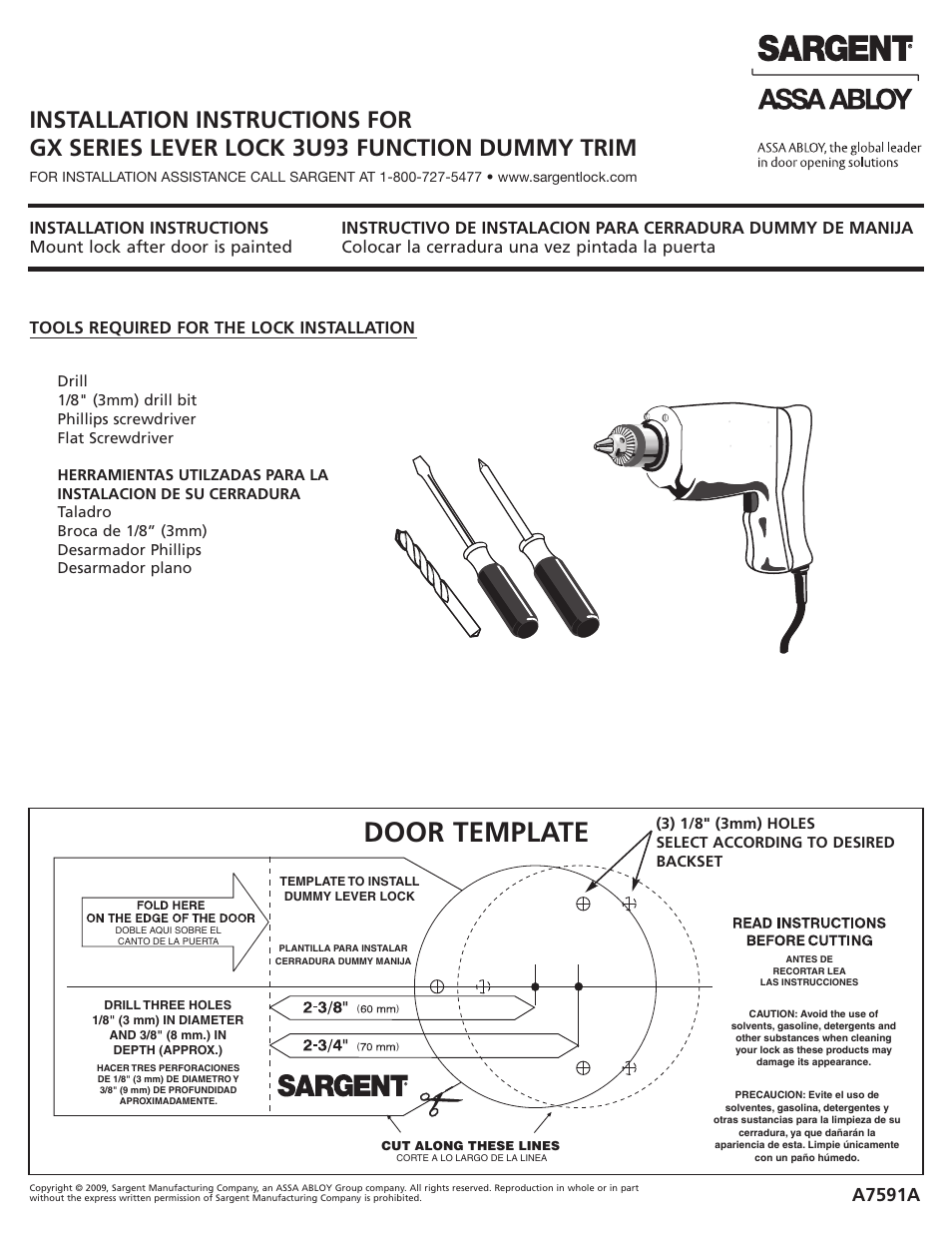 SARGENT GX Series (3 Line) User Manual | 2 pages