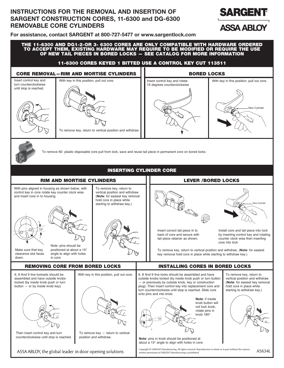 SARGENT 7800 Knob Locks User Manual | 2 pages