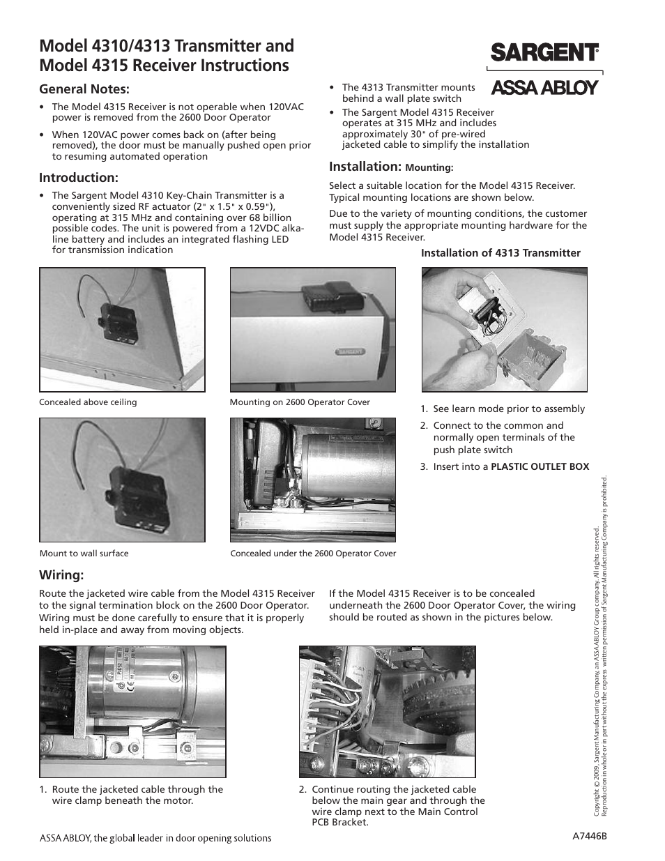 SARGENT MPower 4000 User Manual | 2 pages