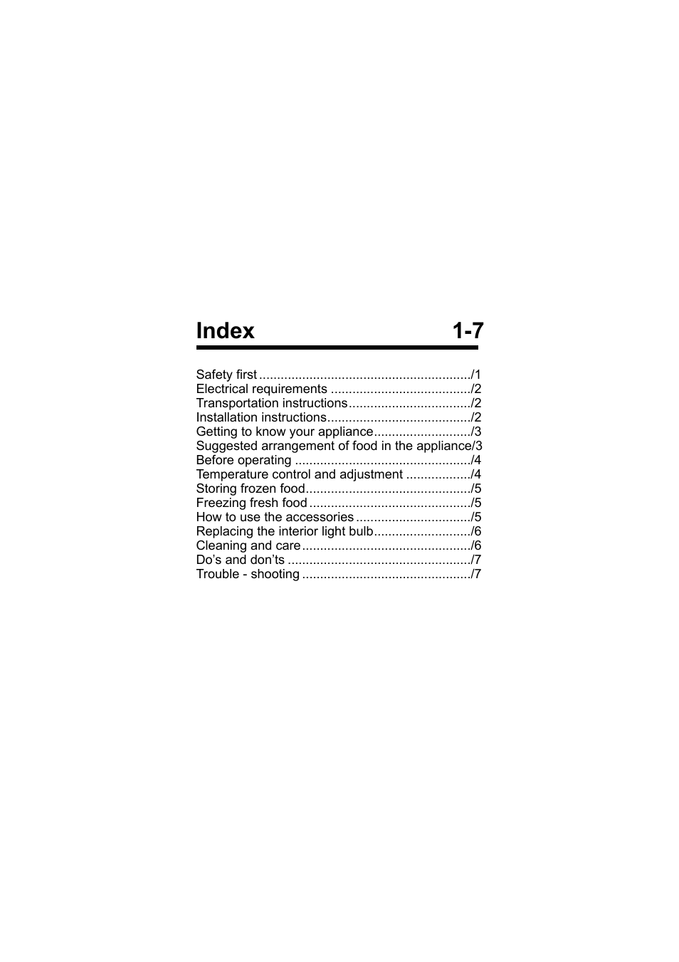 Index 1-7 | Beko BK 9550 NF User Manual | Page 2 / 11