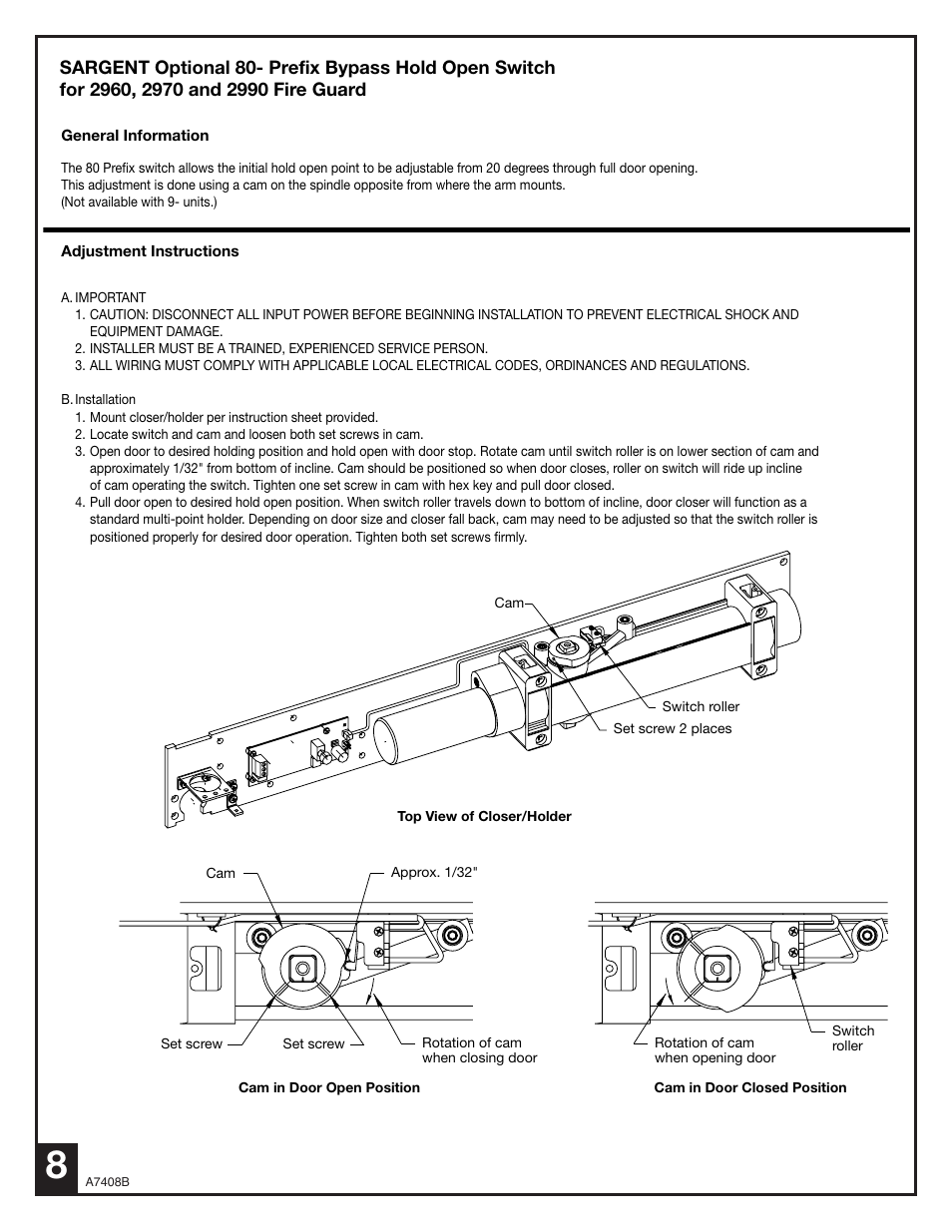 SARGENT 2900 Fire Guard Electromechanical Closer-Holder User Manual | Page 8 / 8