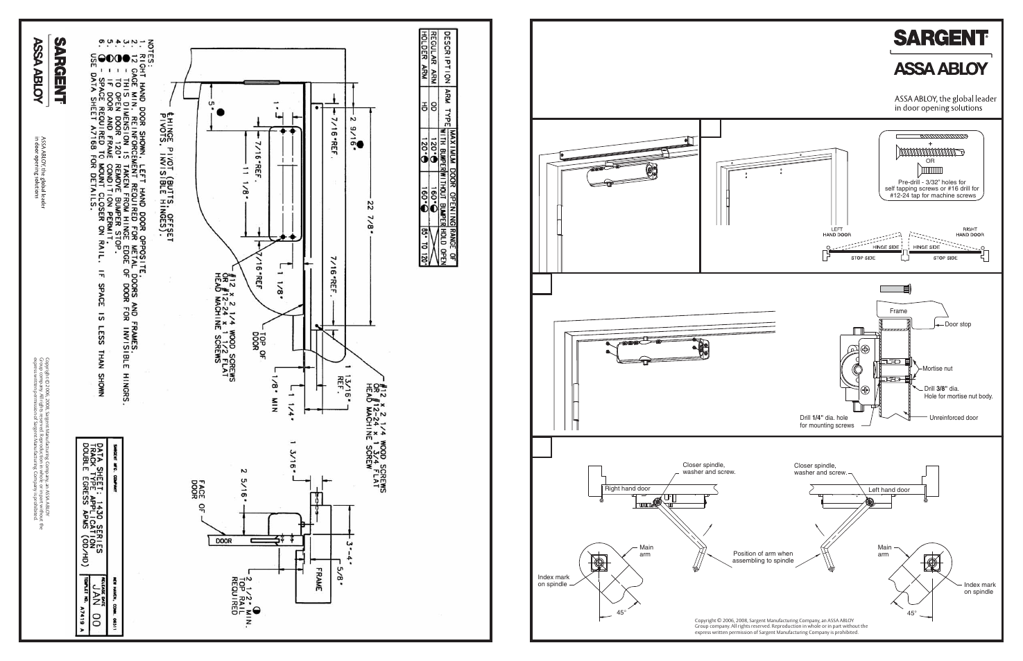 SARGENT 5800 & 12-5800 Alarmed Exit Hardware User Manual | 4 pages