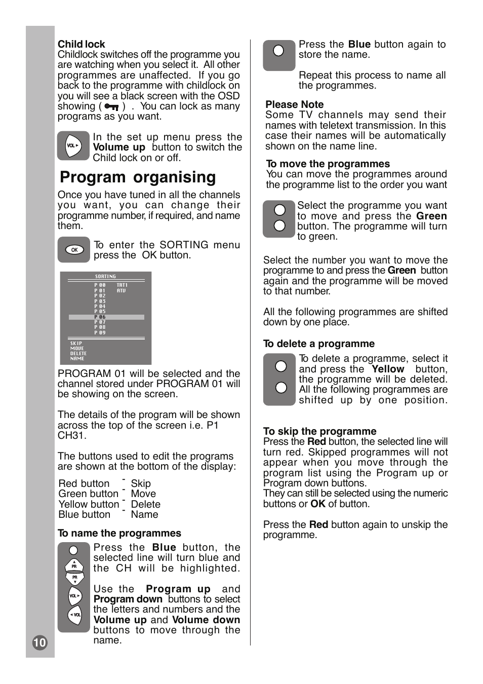 Program organising | Beko E1 User Manual | Page 11 / 22