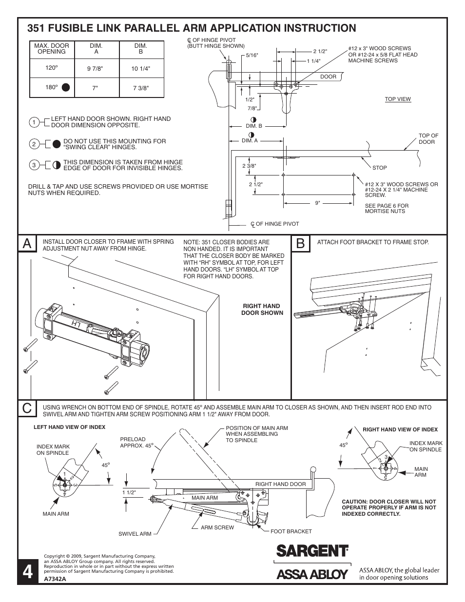Ac b | SARGENT 351 Series Aluminum Closer User Manual | Page 4 / 6