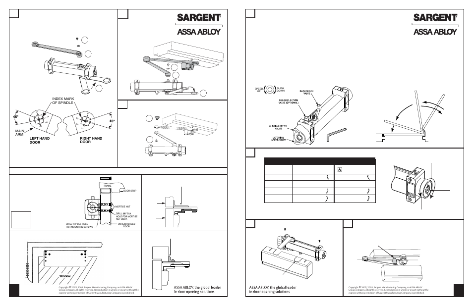 4a 5, Ab c, Accessories | Final adjustment and regulating procedures | SARGENT 351 Series Aluminum Closer User Manual | Page 2 / 4