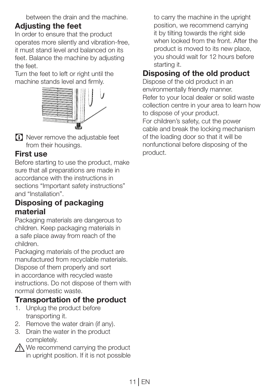 Beko DP 8045 CW User Manual | Page 11 / 36