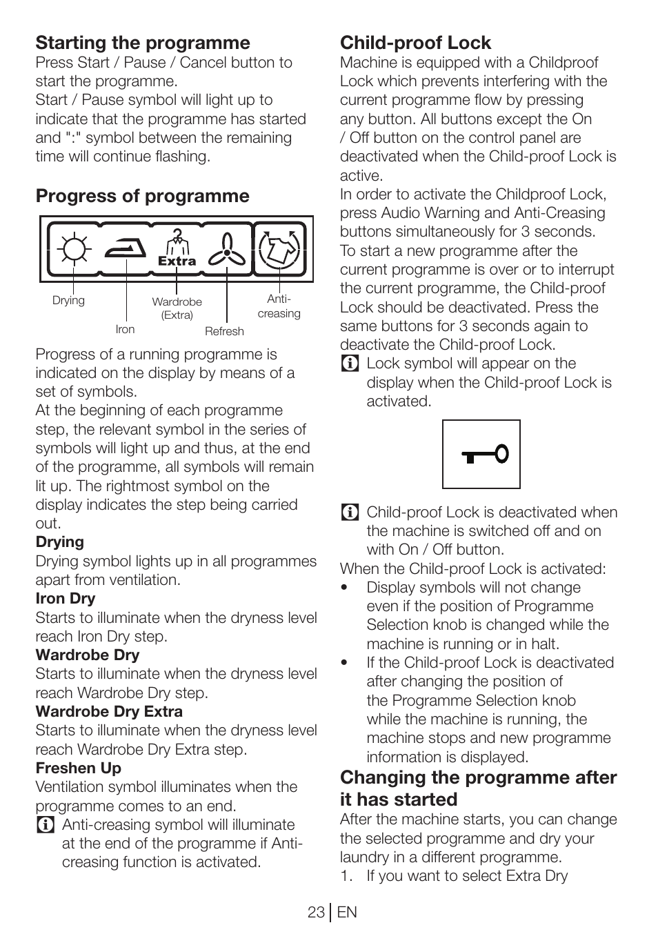 Beko DP 8045 CW User Manual | Page 23 / 36