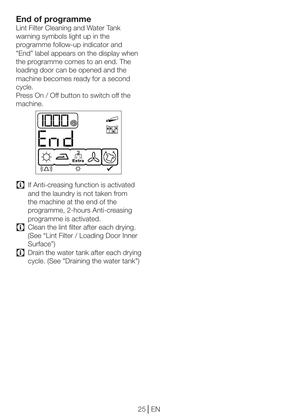 Beko DP 8045 CW User Manual | Page 25 / 36