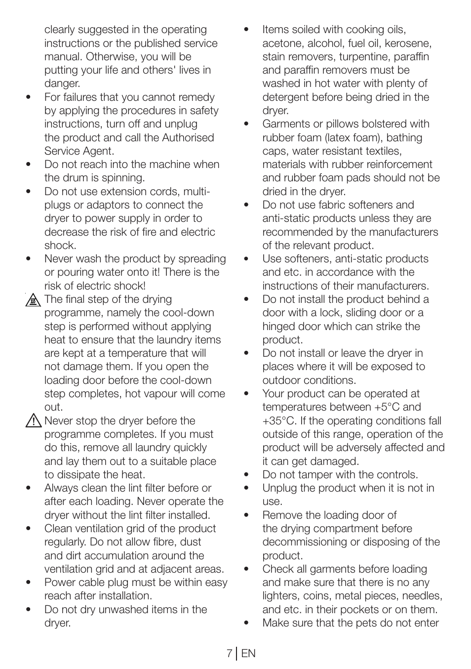 Beko DP 8045 CW User Manual | Page 7 / 36