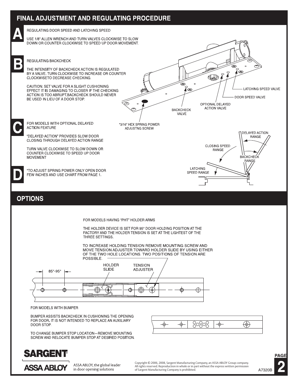 SARGENT 268 Series Overhead Concealed User Manual | Page 2 / 2