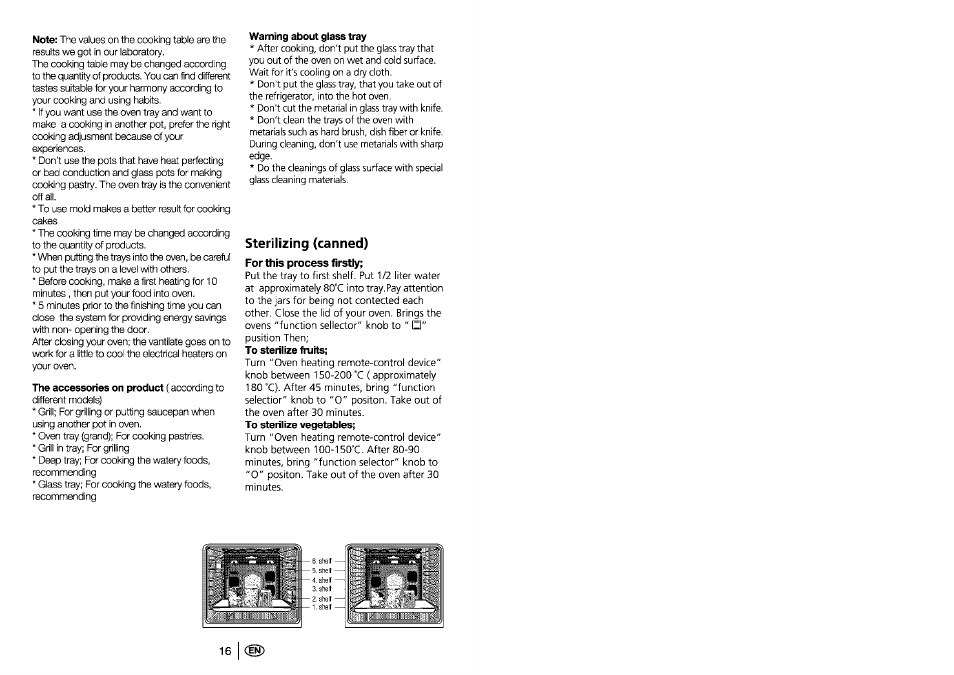 16 i, Sterilizing (canned) | Beko 4401 User Manual | Page 17 / 24