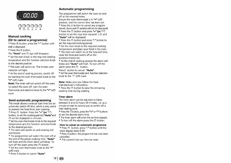 Manual cooking, Semi-automatic programming, Automatic programming | Beko 4401 User Manual | Page 20 / 24