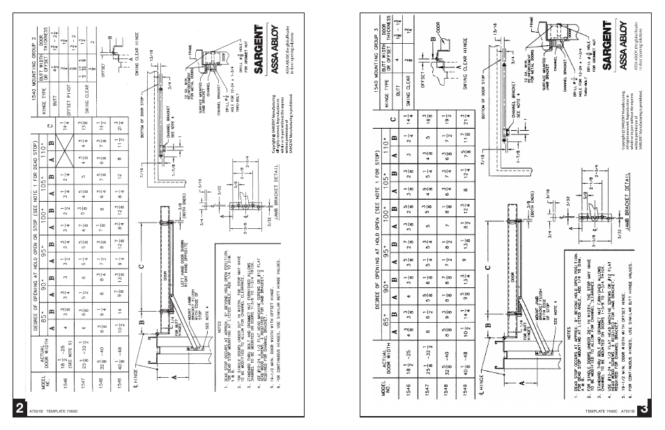 SARGENT 1540 Series Standard Duty Overhead Surface Mount User Manual | Page 3 / 4