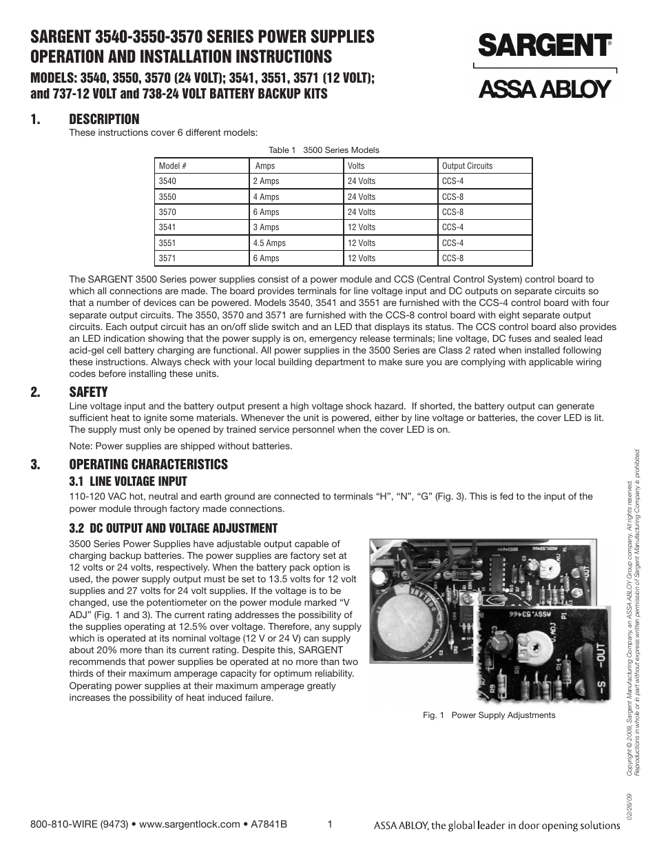 SARGENT Battery Packs 737 User Manual | 4 pages