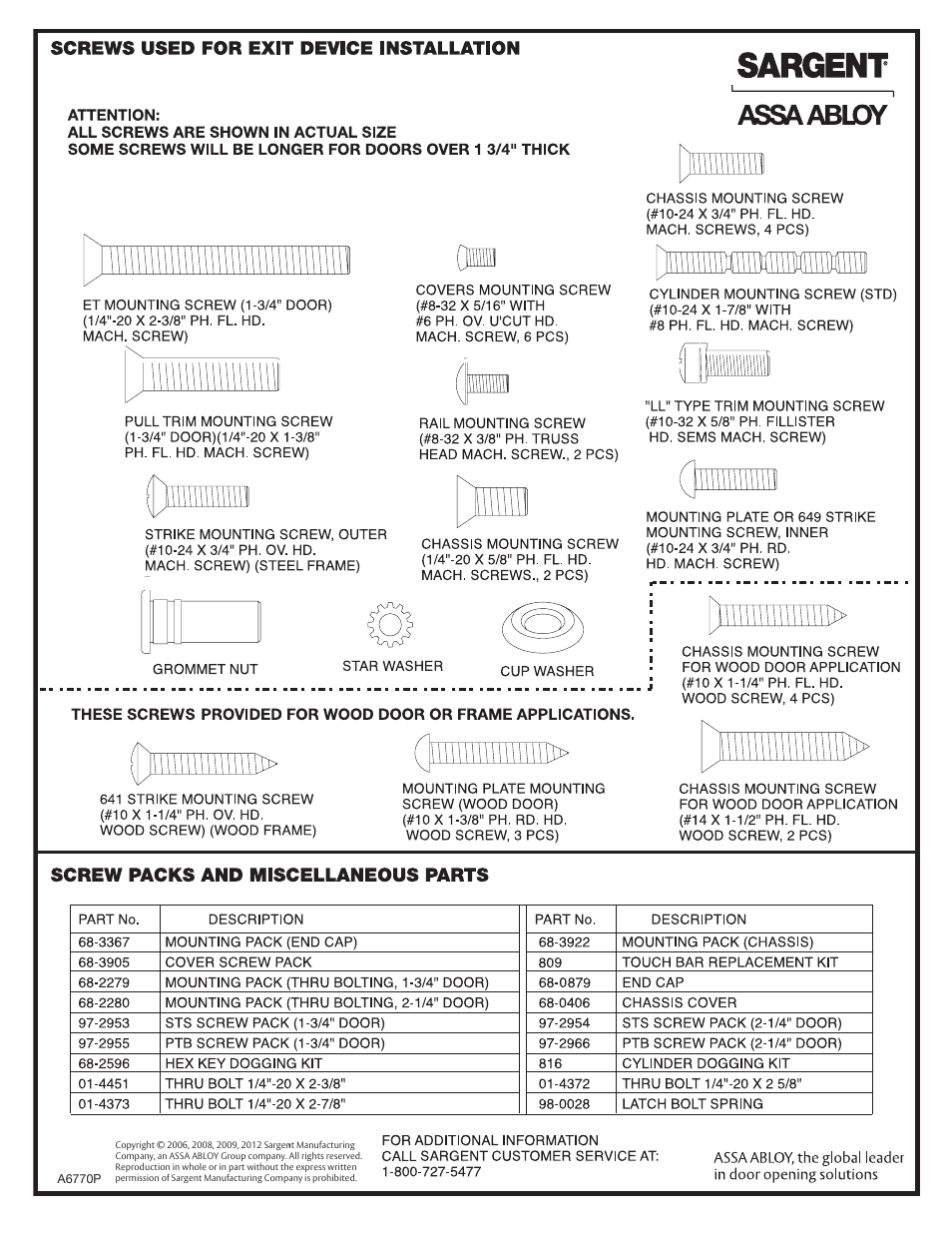 SARGENT 8888 Reversible Rim Exit Device User Manual | Page 2 / 6