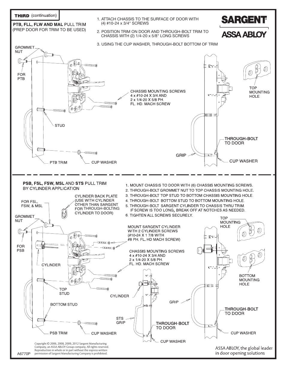 SARGENT 8888 Reversible Rim Exit Device User Manual | Page 5 / 6