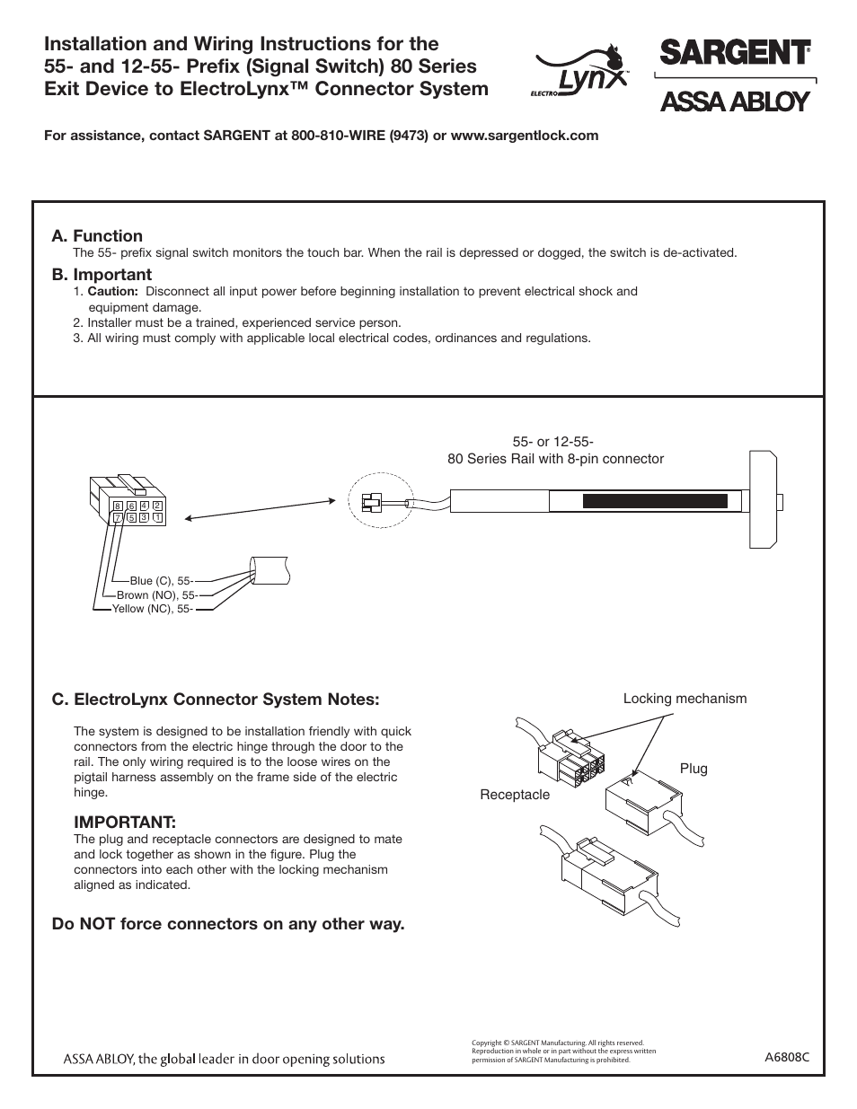 SARGENT 55 - Signal Switch (Request to EXIT) User Manual | 2 pages