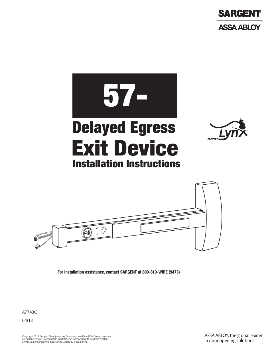 SARGENT 57 - Delayed Egress User Manual | 24 pages