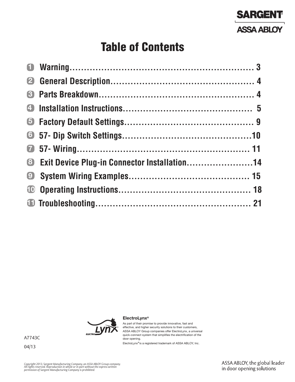 SARGENT 57 - Delayed Egress User Manual | Page 2 / 24