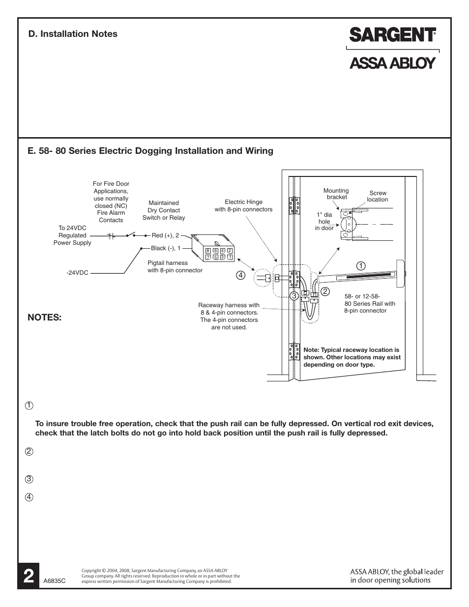 SARGENT 58 - Electric Dogging User Manual | Page 2 / 2