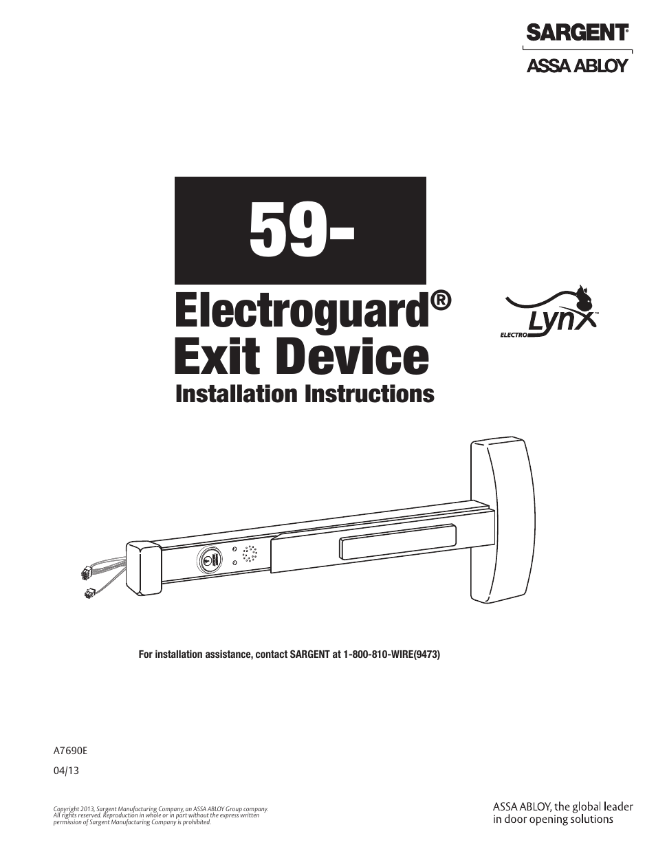 SARGENT FM8700 Surface Vertical Rod Exit Device User Manual | 36 pages