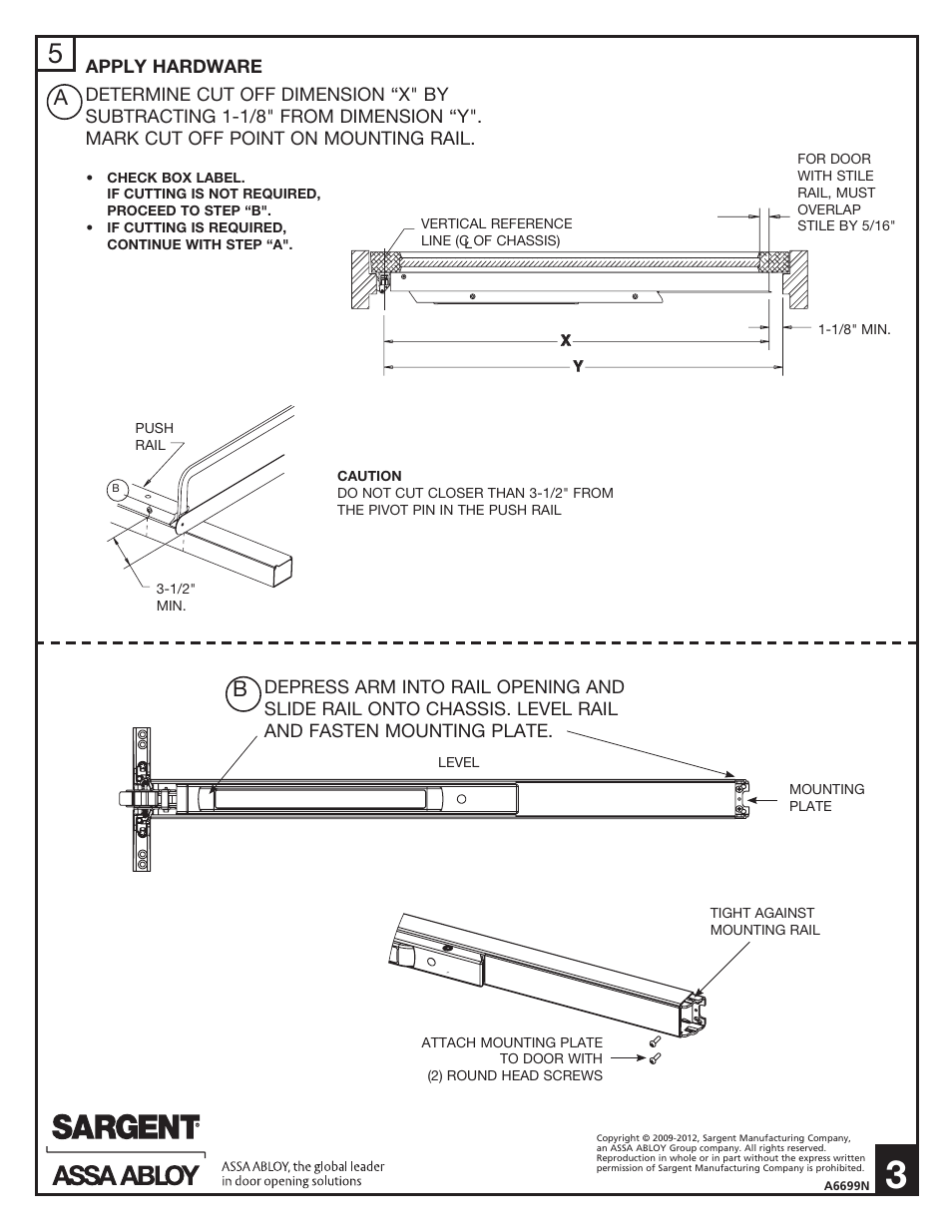 SARGENT 8500 Narrow Design Rim Exit Device User Manual | Page 3 / 4