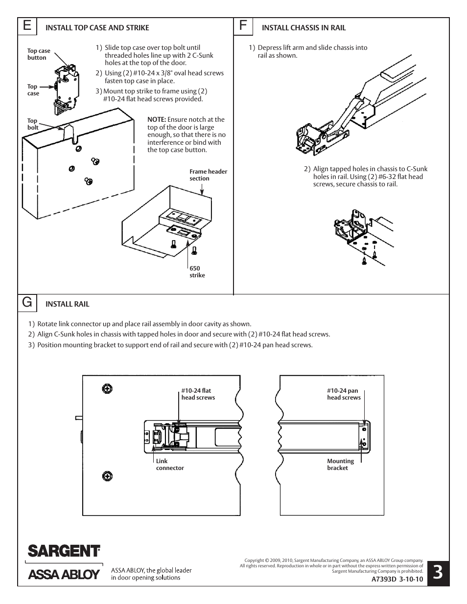 SARGENT LR8600 Low Profile Center & Top Latch Concealed Vertical Rod Exit Devices User Manual | Page 3 / 6