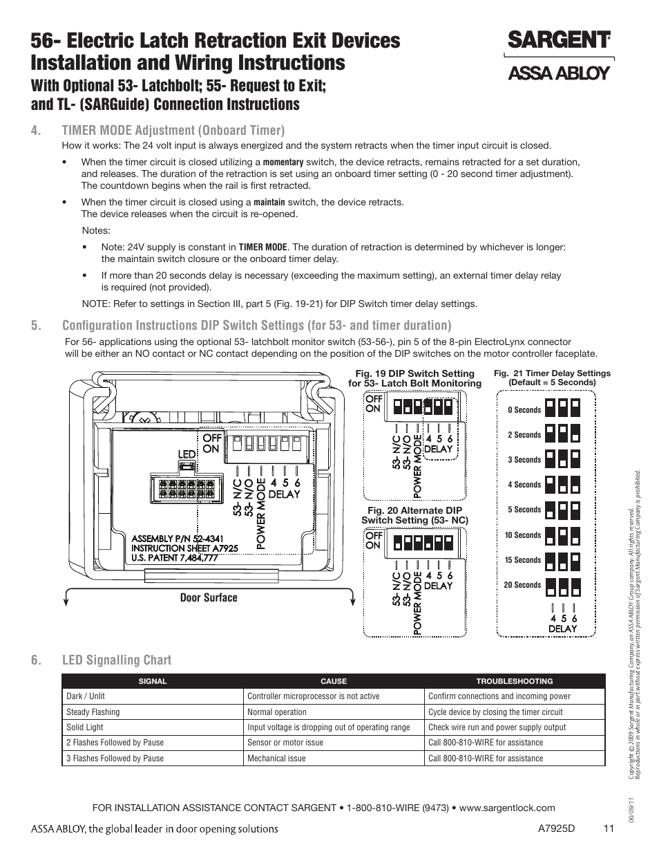 Door surface | SARGENT 56 - Latch Retraction User Manual | Page 11 / 12