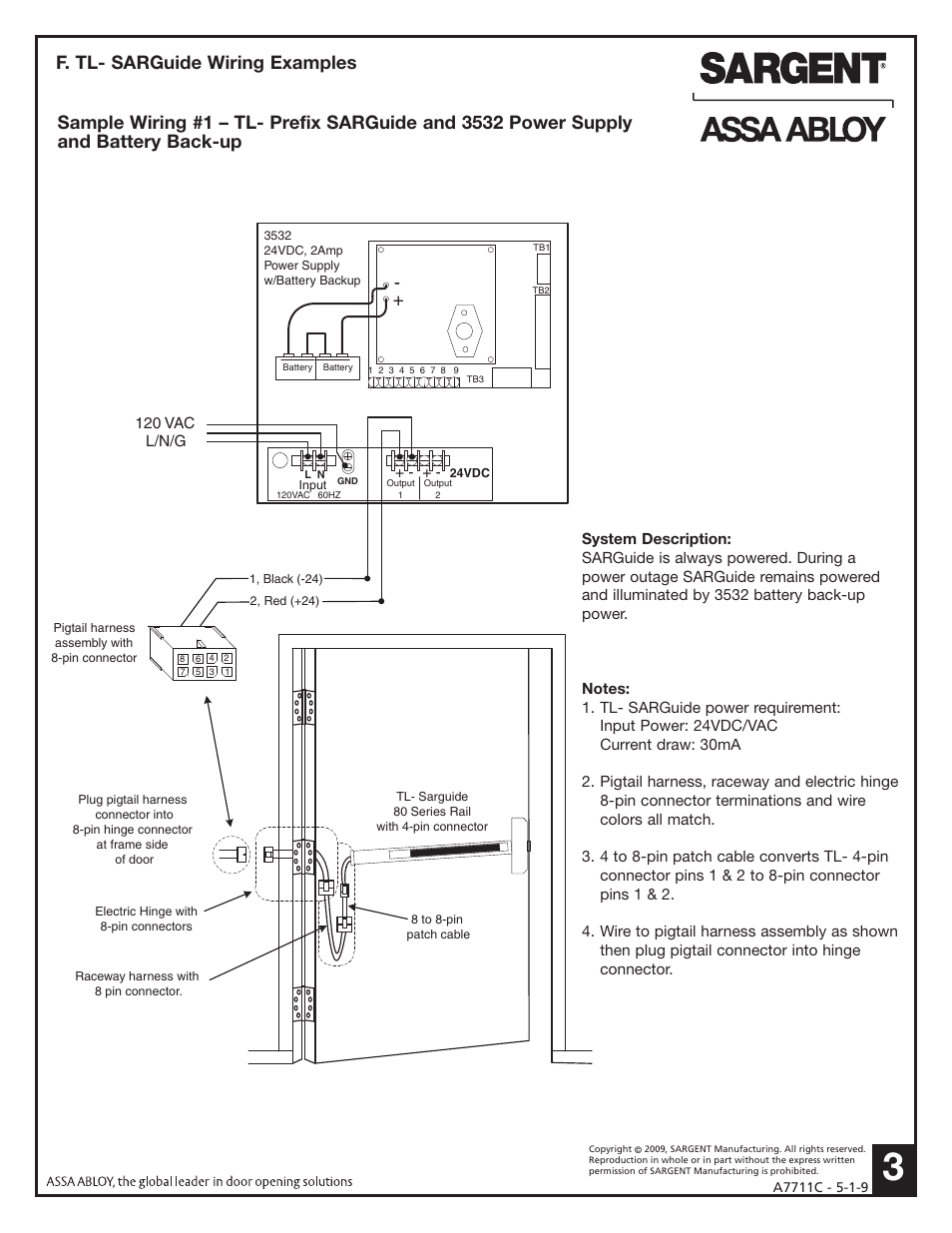 F. tl- sarguide wiring examples | SARGENT AL - Alarmed Exit User Manual | Page 3 / 6