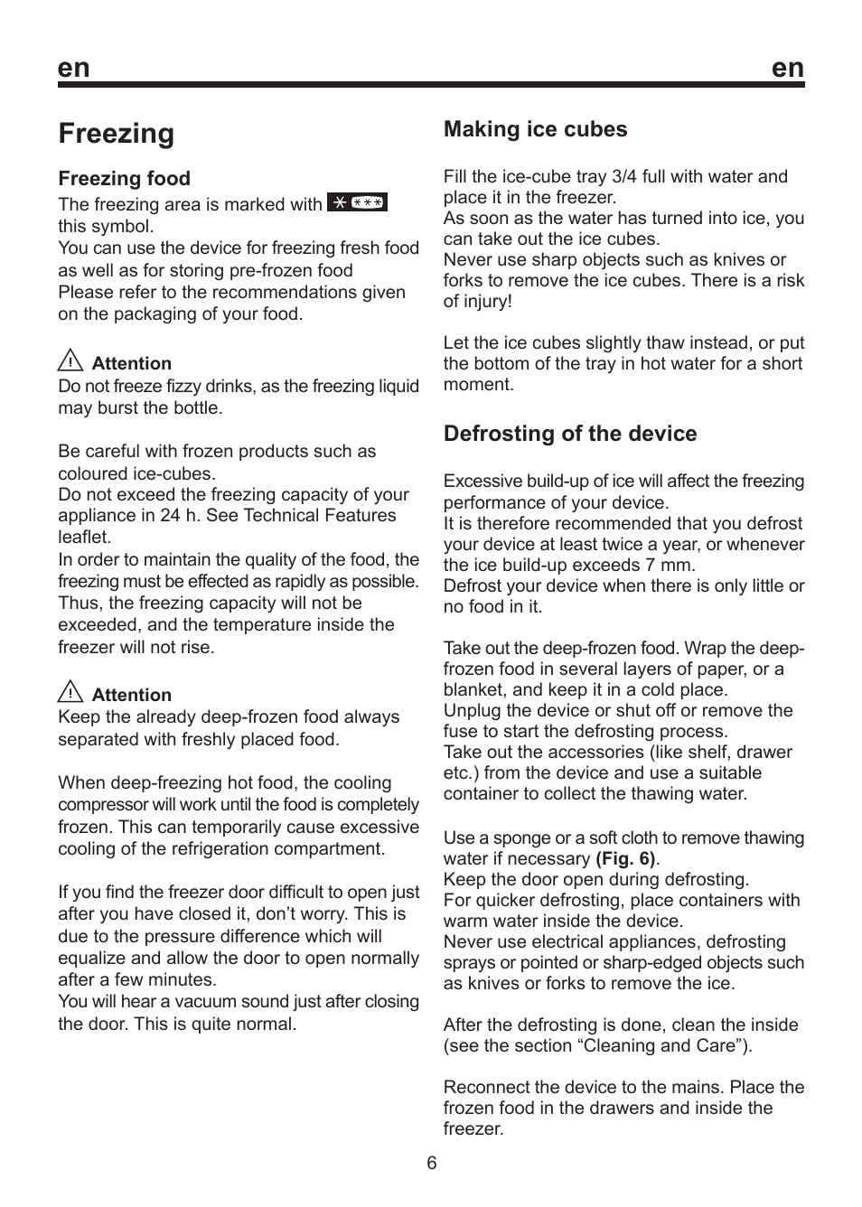 Freezing | Beko D1 8450 SM User Manual | Page 10 / 14